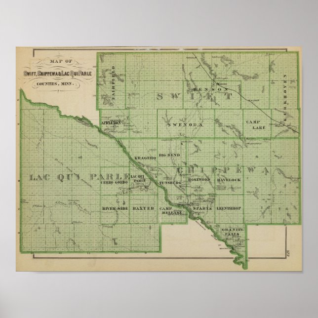 Póster Mapa de Swift, Minnesota (Frente)