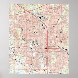 Póster Mapa de Tallahassee en Florida (1999)