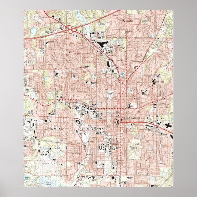Póster Mapa de Tallahassee en Florida (1999) (Frente)