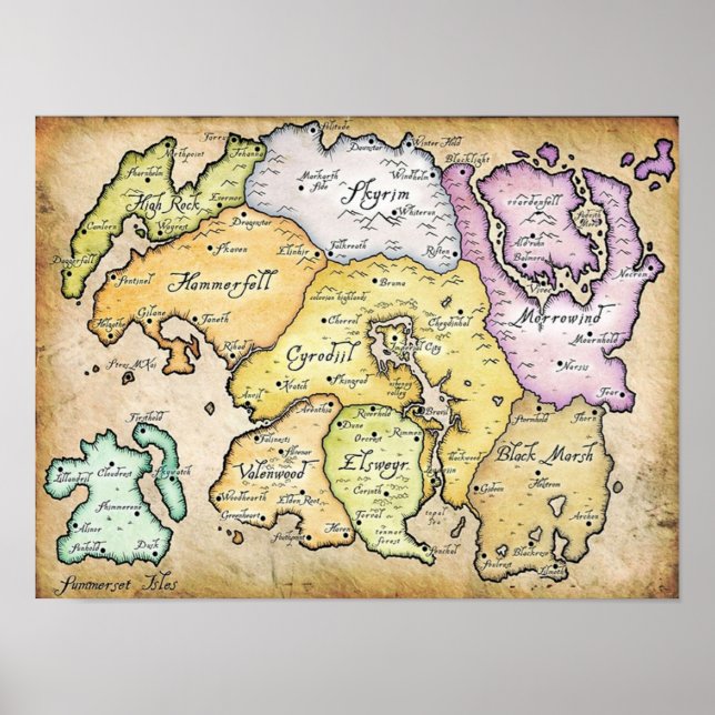 Póster Mapa de Tamriel (Frente)