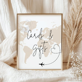 Póster Mapa de tarjetas y regalos avión bebé poster de du