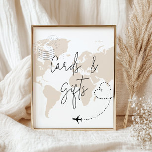 Póster Mapa de tarjetas y regalos avión bebé poster de du