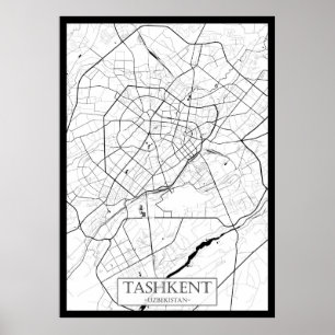 Póster Mapa de Tashkent Uzbekistán