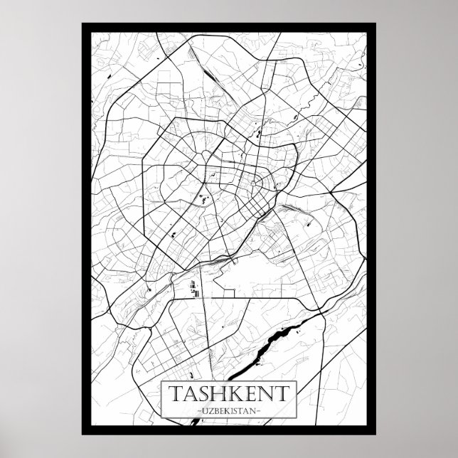Póster Mapa de Tashkent Uzbekistán (Frente)
