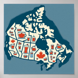 Póster Mapa de té de Canadá