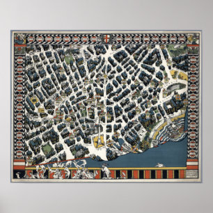 Póster Mapa de Teatros de Londres de 1915