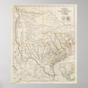Póster Mapa de Tejas