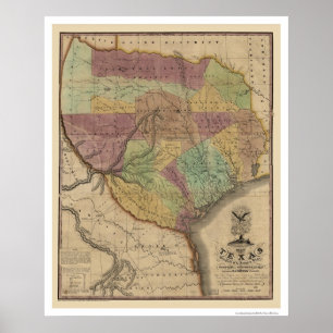 Póster Mapa de Tejas de Stephen Austin 1837