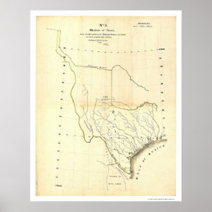 Póster Mapa de Tejas y de estados mexicanos de Tanner