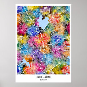 Póster Mapa de Telangana de Hyderabad