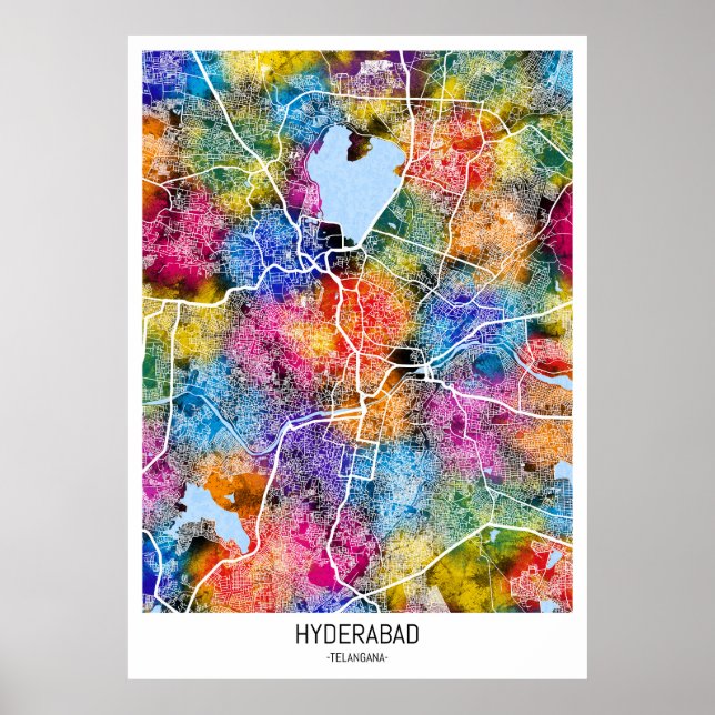 Póster Mapa de Telangana de Hyderabad (Frente)