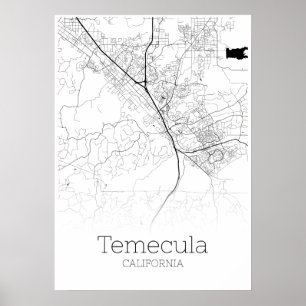 Póster Mapa de Temecula - California - Poster de Mapa de 
