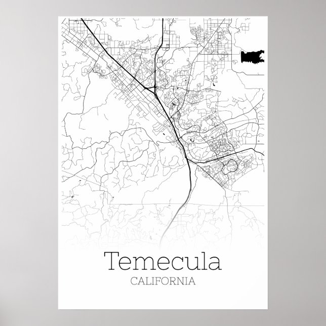 Póster Mapa de Temecula - California - Poster de Mapa de  (Frente)