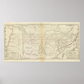 Póster Mapa de Tennessee