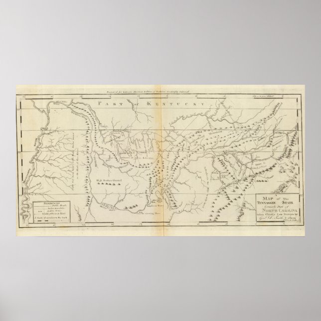 Póster Mapa de Tennessee (Frente)