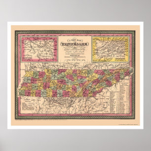Póster Mapa De Tennessee 1850