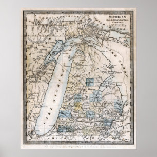 PÓSTER MAPA DE TERRITORIO DE MICHIGAN DE 1831