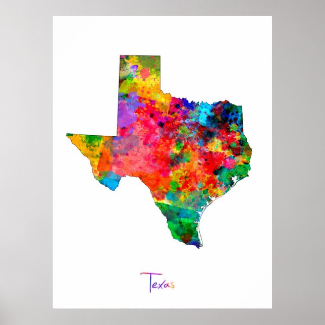 Póster Mapa de Texas (Frente)