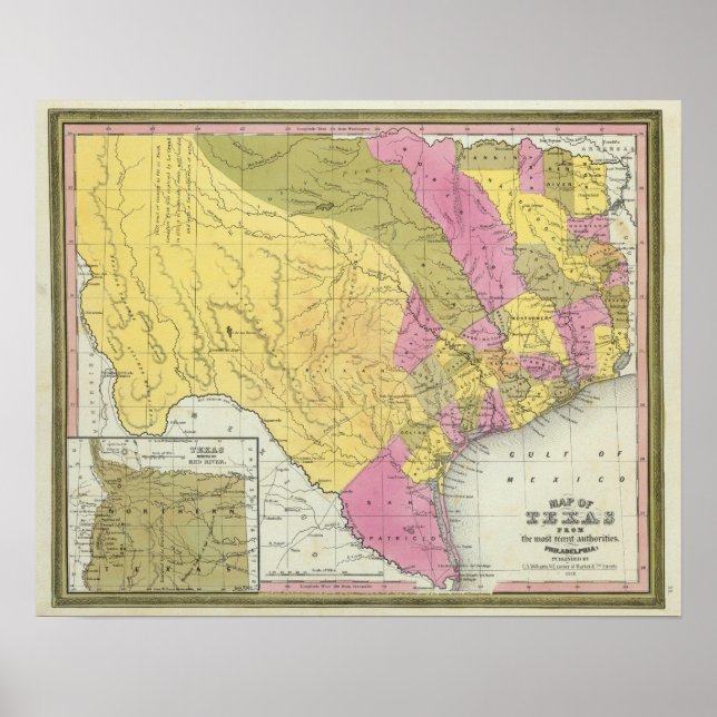 Póster Mapa De Texas (Frente)