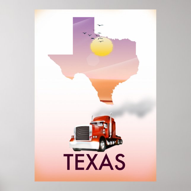 Póster Mapa de Texas Big Rig (Frente)