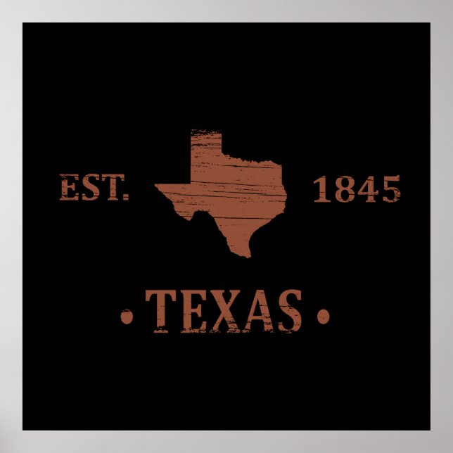 Póster Mapa de Texas el estado de la estrella solitaria (Frente)