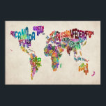 Póster Mapa de texto del mundo<br><div class="desc">Un mapa de texto tipográfico del mundo en un estilo de acuarela urbana. Cada país está representado por su nombre, que tiene la forma de encajar en la zona geográficamente correcta. Prácticamente todos los países están representados se esperan de algunas de las islas más pequeñas del Pacífico y el Caribe....</div>