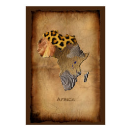 Póster MAPA DE texturas de animales salvajes de ÁFRICA
