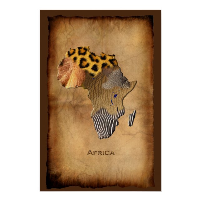 Póster MAPA DE texturas de animales salvajes de ÁFRICA (Anverso)