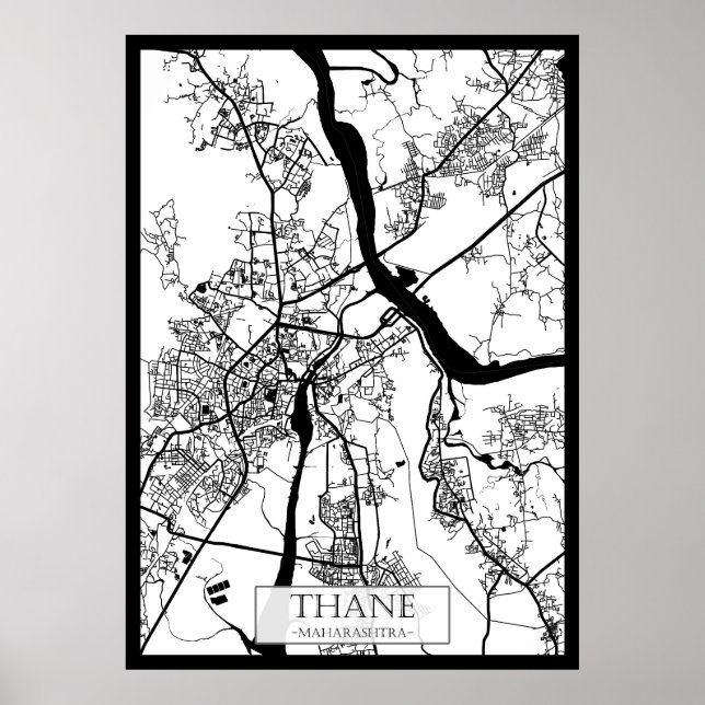 Póster Mapa de Thane Maharashtra (Frente)
