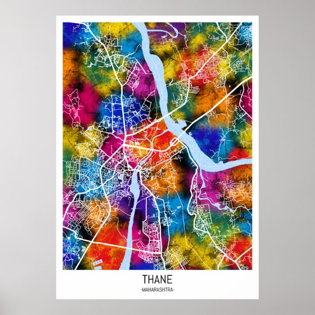 Póster Mapa de Thane Maharashtra (Frente)
