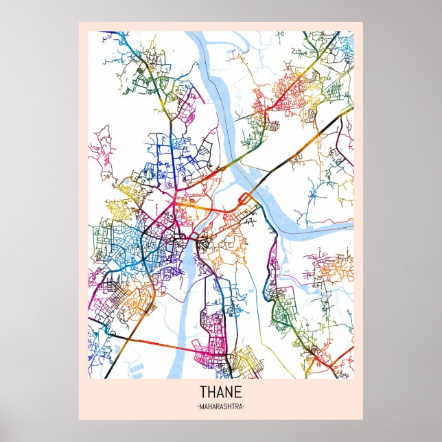 Póster Mapa de Thane Maharashtra (Frente)
