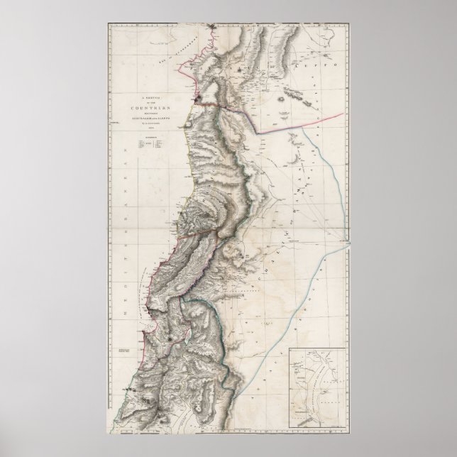 Póster Mapa de Tierra Santa de 1814 (Frente)