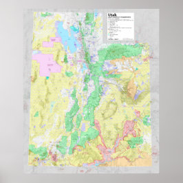 Póster Mapa de tierras de Utah