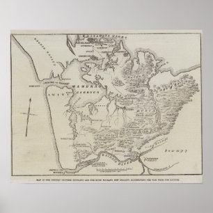 Póster Mapa de tierras entre Auckland y el río Waikato