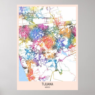Póster Mapa de Tijuana Ciudad de México