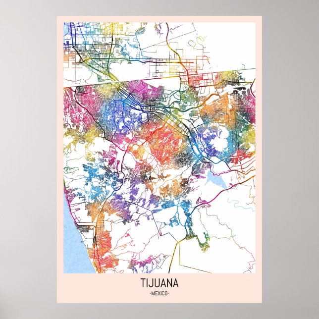 Póster Mapa de Tijuana Ciudad de México (Frente)