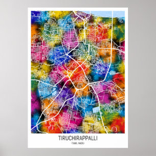 Póster Mapa de Tiruchirappalli Tamil Nadu