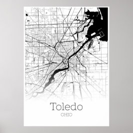Póster Mapa de Toledo - Ohio - Poster de Mapa de la Ciuda