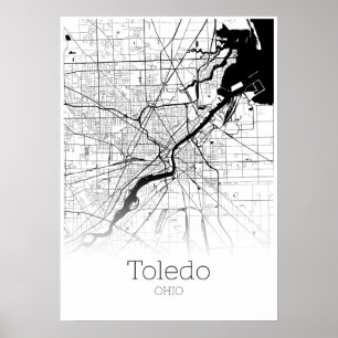 Póster Mapa de Toledo - Ohio - Poster de Mapa de la Ciuda