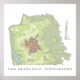 Póster Mapa de Topo de San Francisco - Blanco 24x24