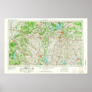 Póster Mapa de Topo de Sherman TX