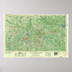 Póster Mapa de Topo Vintage de Tyler TX