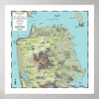 Póster Mapa de Topografía de San Francisco (2013)
