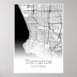 Póster Mapa de Torrance - California - Poster de Mapa de 