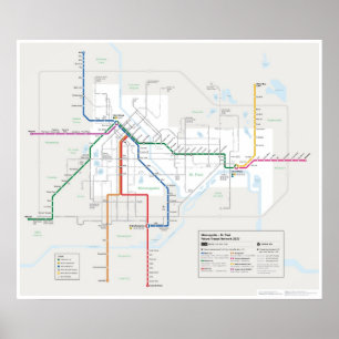 Póster Mapa de tránsito de ciudades gemelas (futuro)