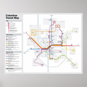 Póster Mapa de transporte de Fantasy Columbus