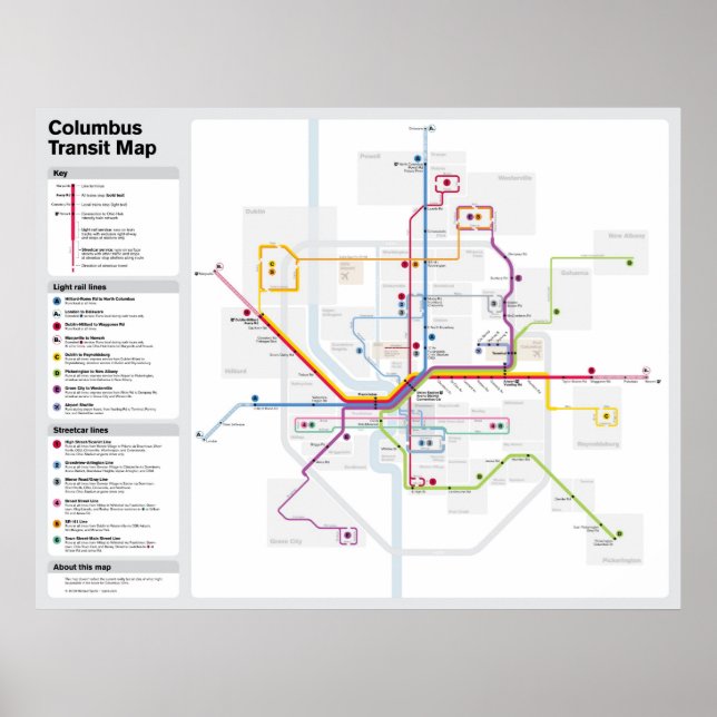 Póster Mapa de transporte de Fantasy Columbus (Frente)