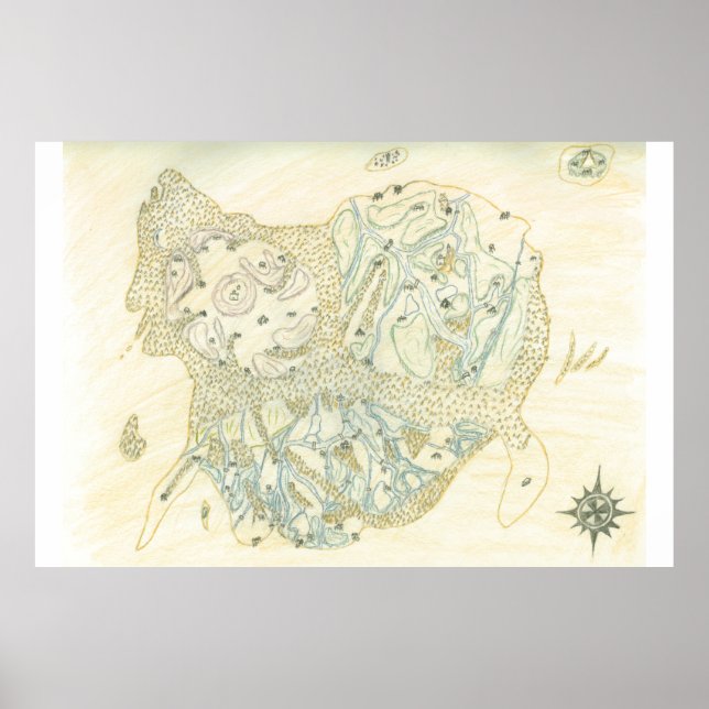 Póster Mapa de Trino sin etiquetar (Frente)