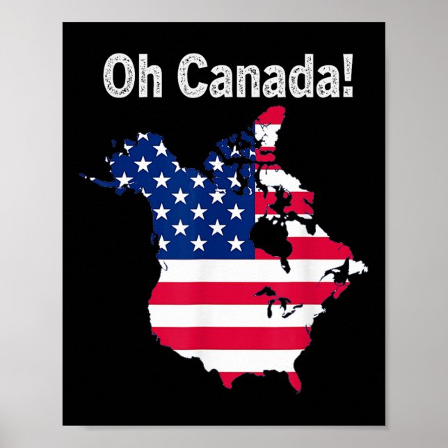 Póster Mapa De Trump De Canadá, Bandera Estadounidense, M (Frente)