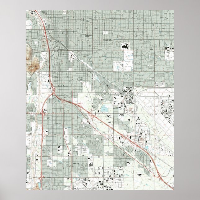 Póster Mapa de Tucson Arizona (1992) (Frente)